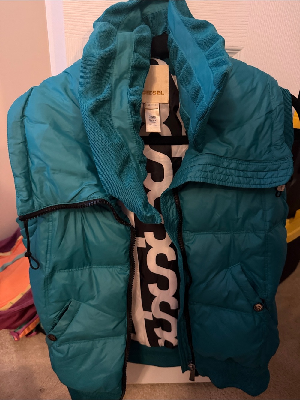 Diesel Kids Teal Quilted Puffer Vest